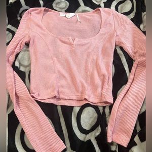 pink knit crop top